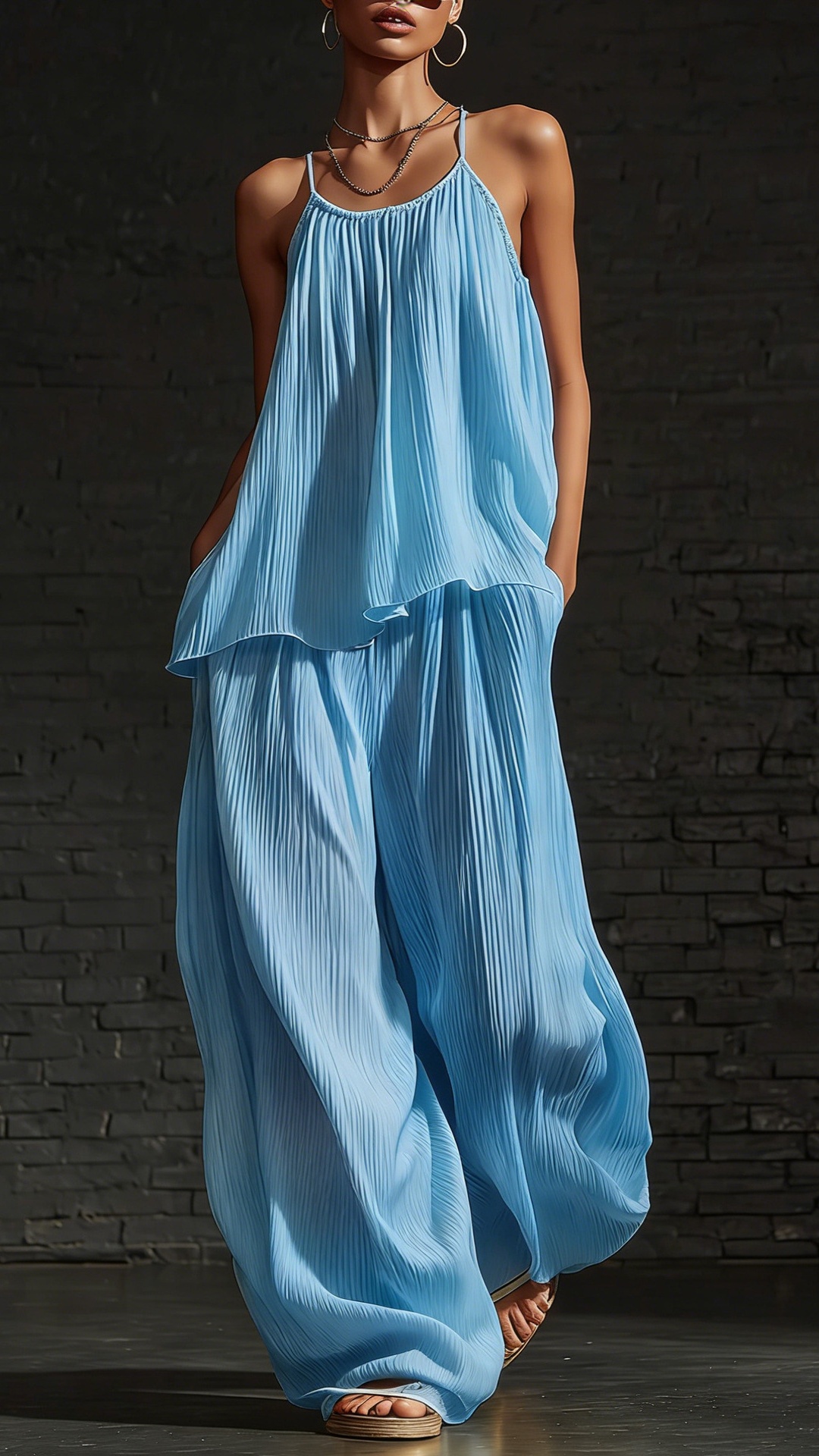 Women's Vest Set: Loose-Fit, Drapey Trousers Two-Piece Outfit