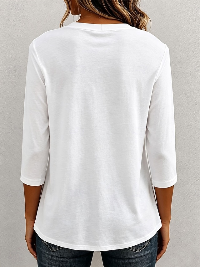 Women's T Shirt Solid Color Stylish Casual Long Sleeve Round Neck Regular Tops
