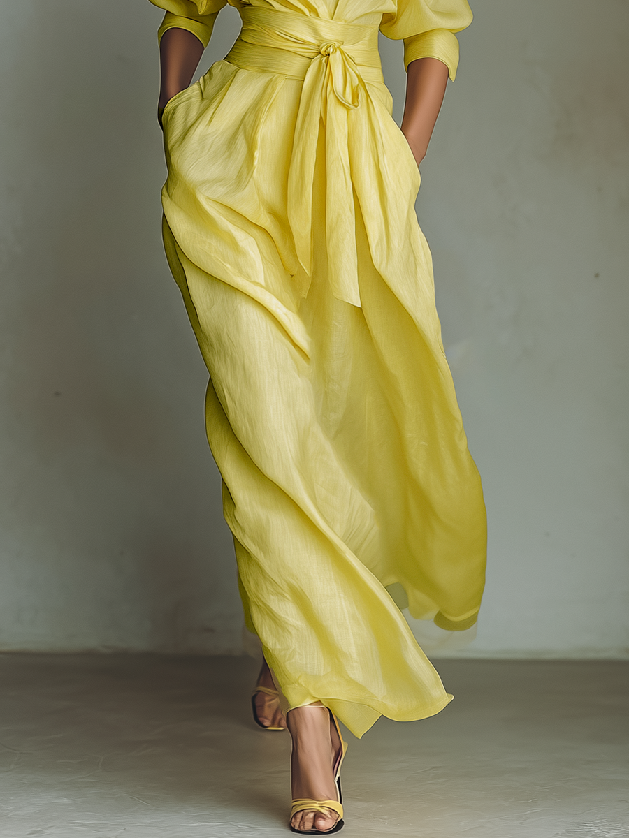 Cotton And Linen Blend Maxi Shirt Dress