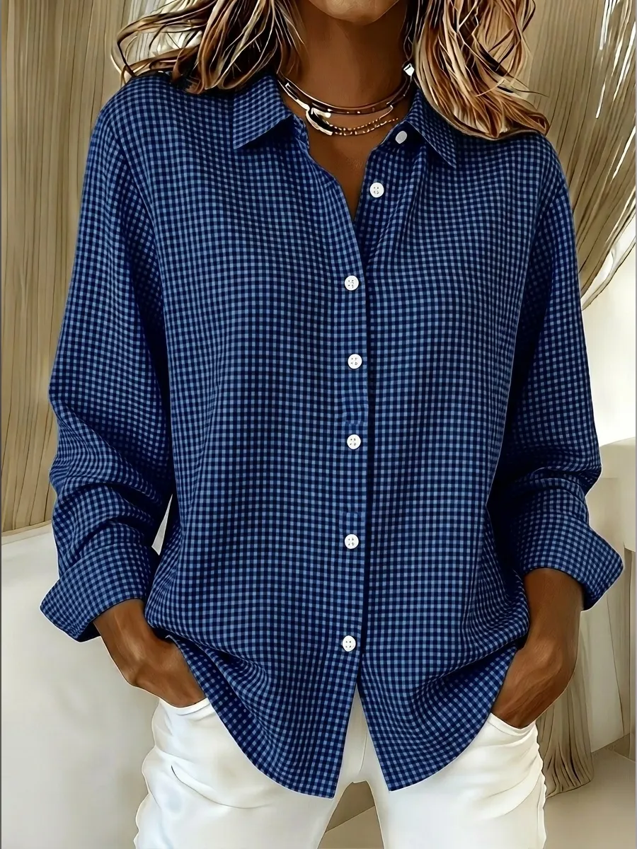 CLEARANCE SALE🔥 Women's Casual Gingham Long Sleeve Button Down Shirt