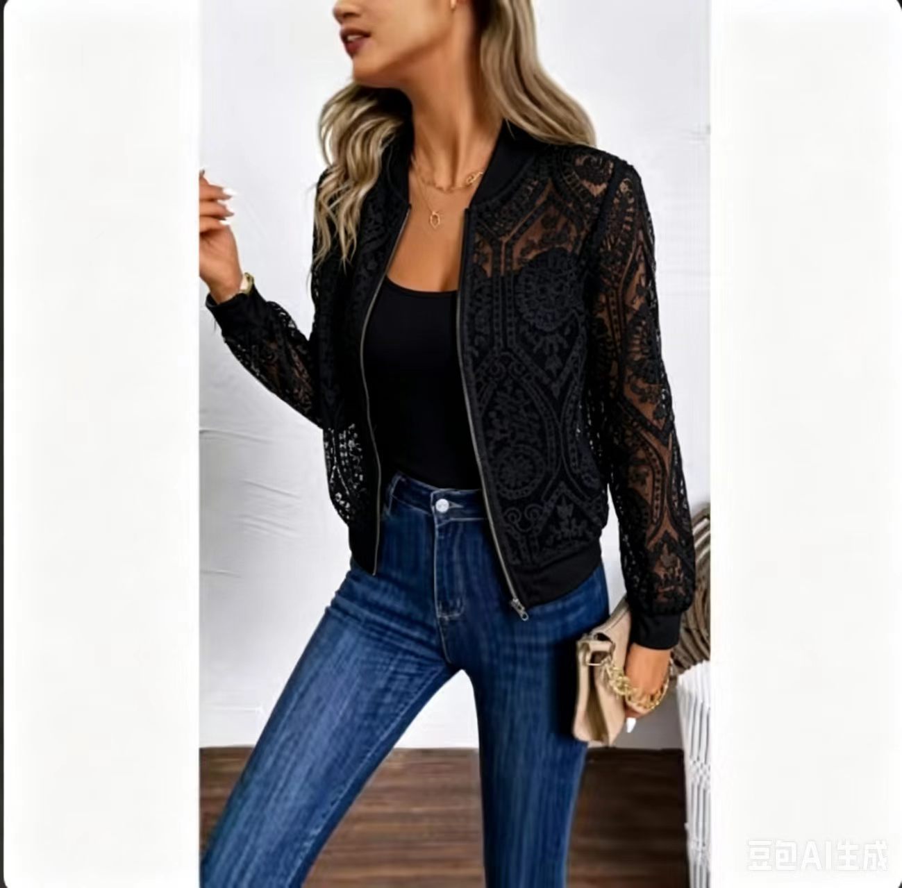 ✨Women's Elegant Floral Lace Jacket and Cotton Tank Top Two-Piece Set✨