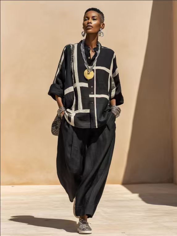 Airy two-piece set with the comfort of wide-leg trousers