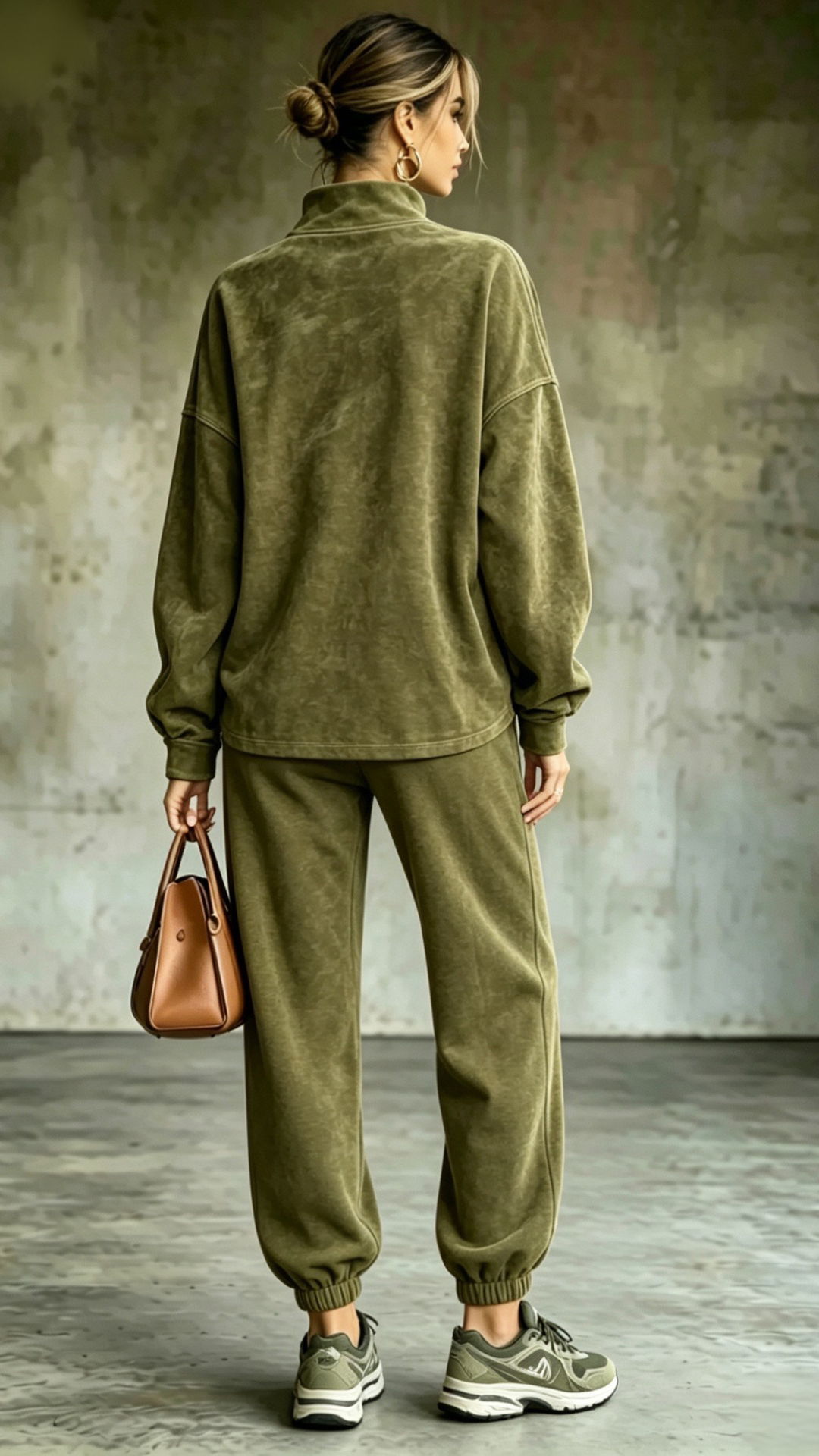 2‑Piece Velvet Co‑Ord Set | Mock Neck Long‑Sleeve Top & Elastic Cuff Jogger Pants Casual Loungewear Outfit