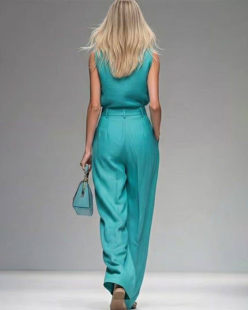 Chic Cargo Style Sleeveless Two Piece Set