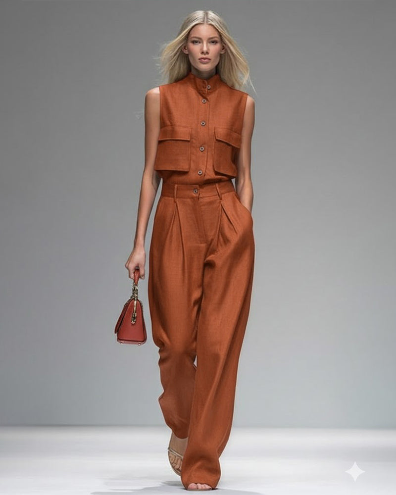 Chic Cargo Style Sleeveless Two Piece Set