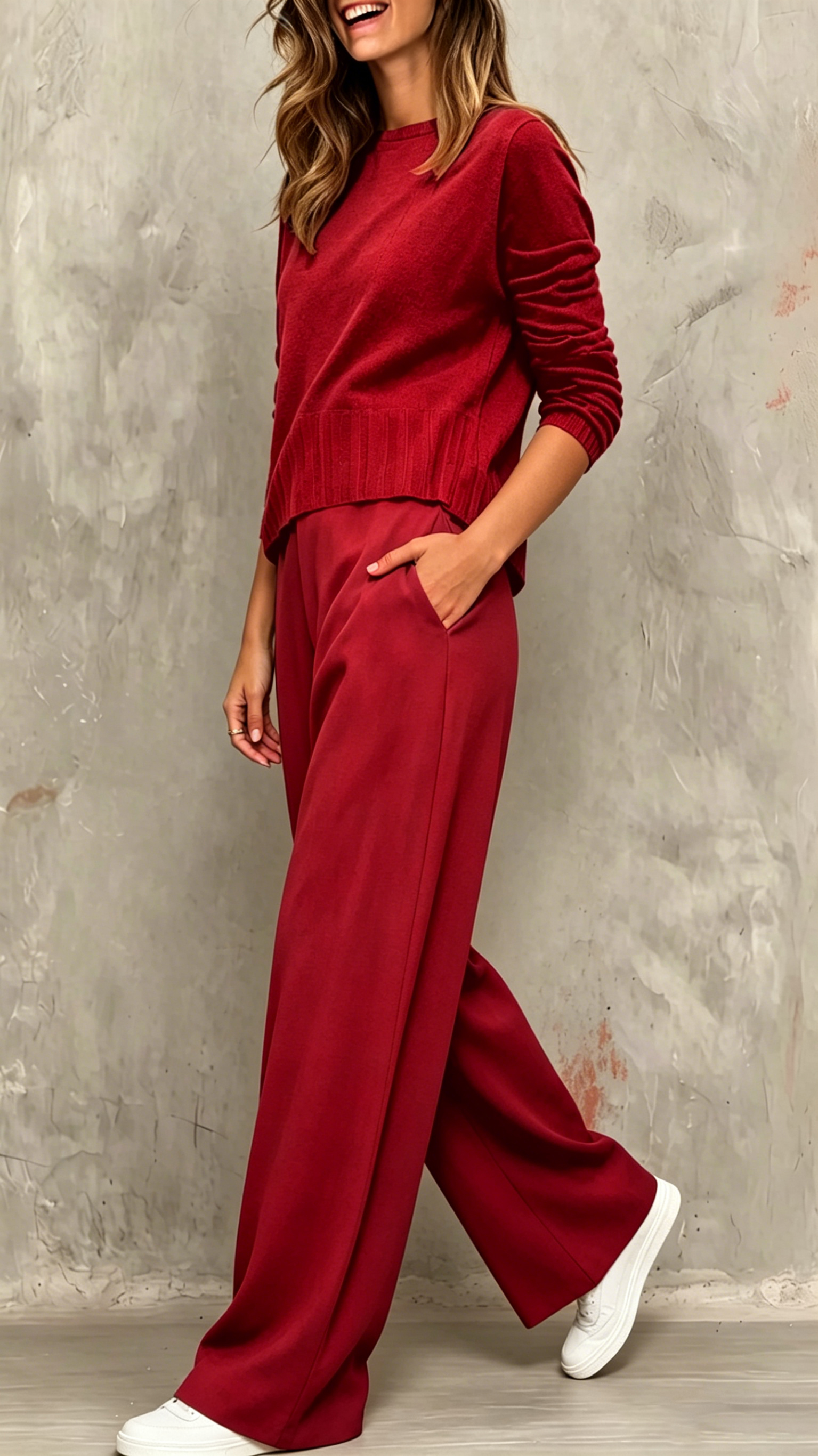 Women's Knitted Wide-Leg Pants Two-Piece Set