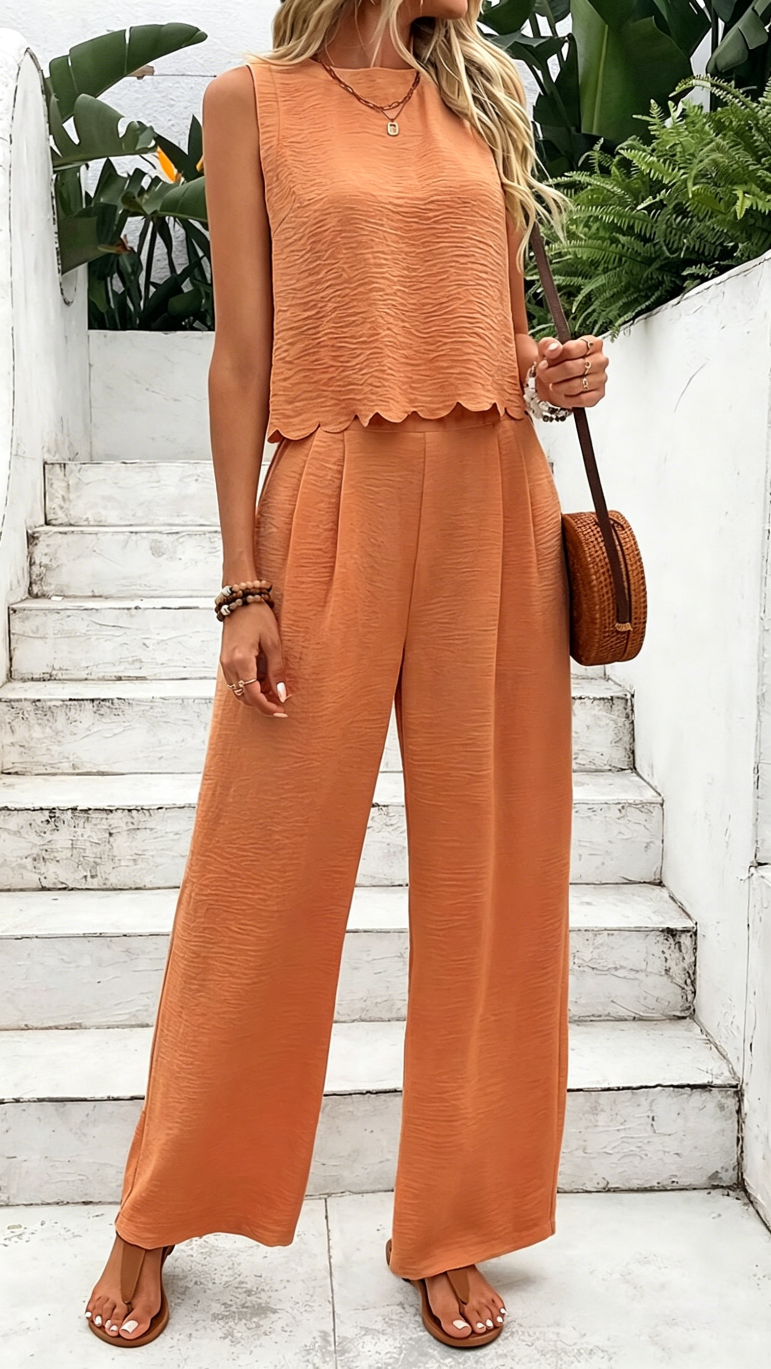 Women's Fashion Sleeveless Vest and Casual Trousers Set