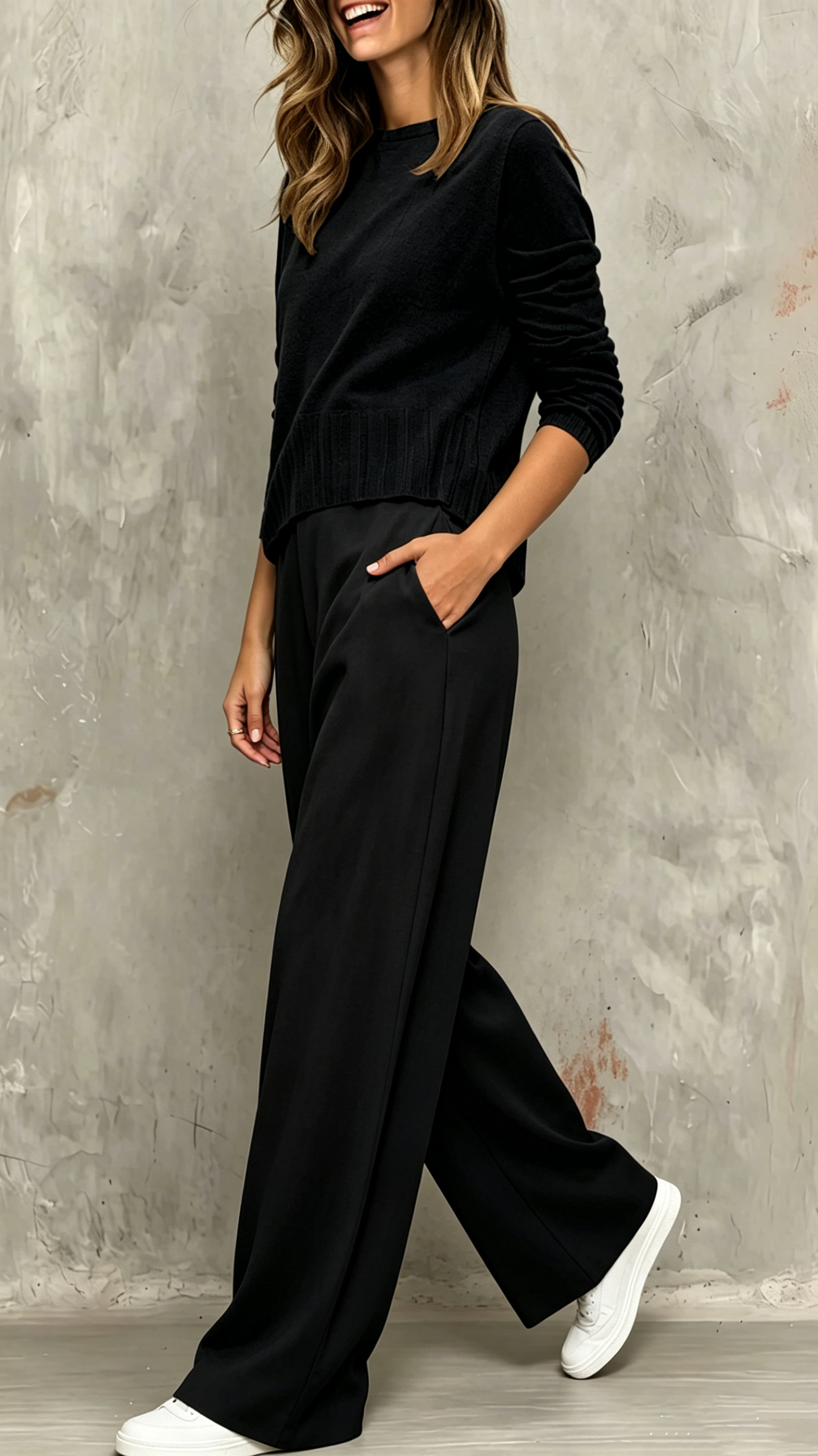 Women's Knitted Wide-Leg Pants Two-Piece Set