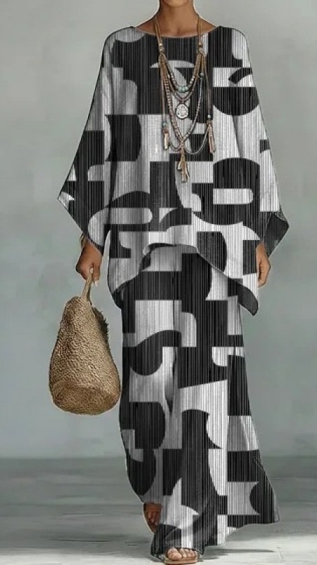 Artistic Abstract Graffiti Cotton-Linen Two-Piece Set