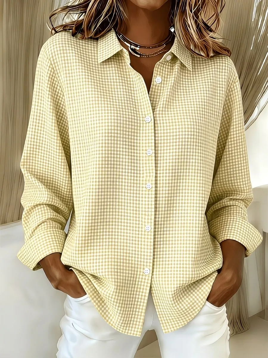CLEARANCE SALE🔥 Women's Casual Gingham Long Sleeve Button Down Shirt