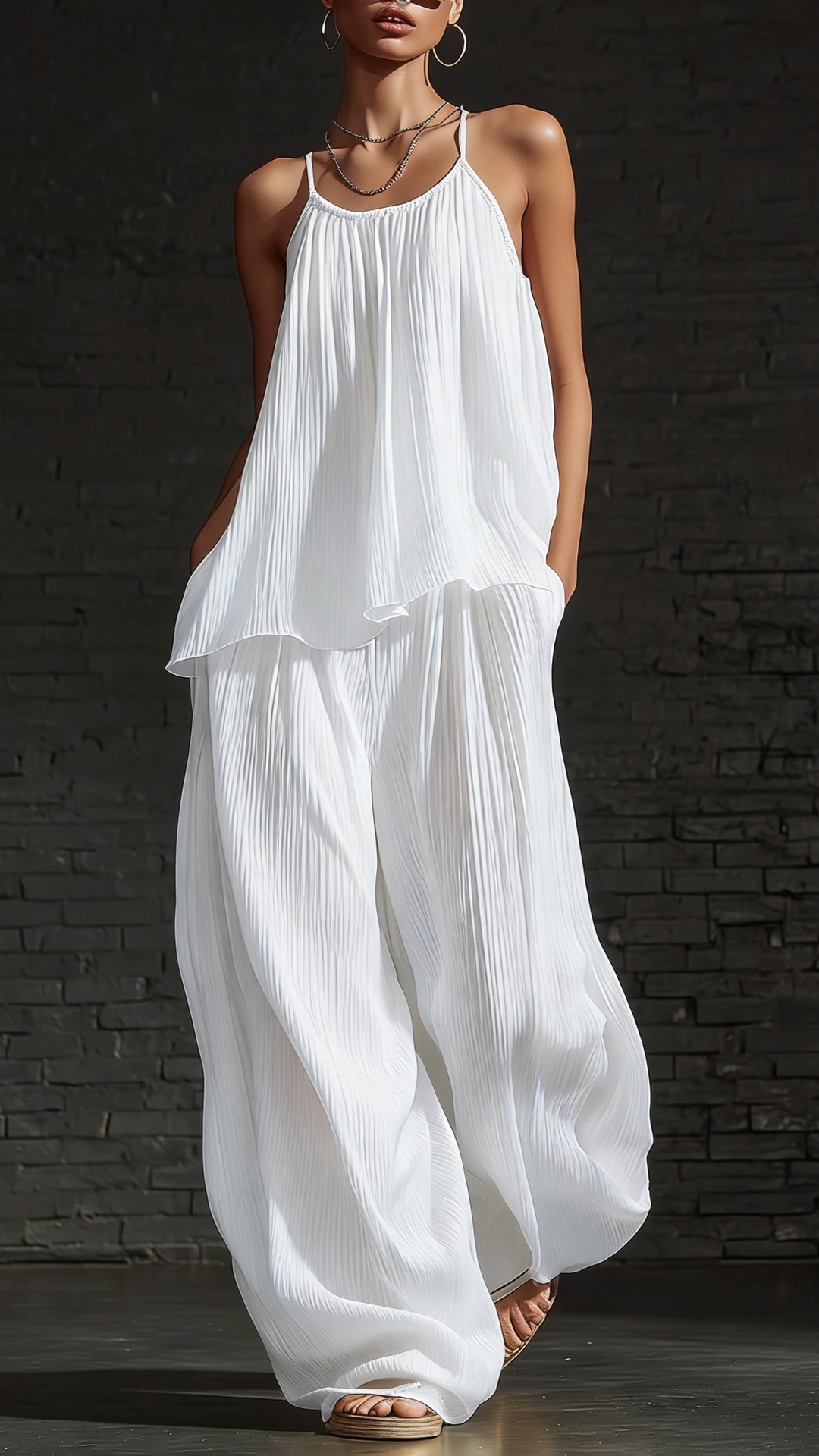 Women's Vest Set: Loose-Fit, Drapey Trousers Two-Piece Outfit