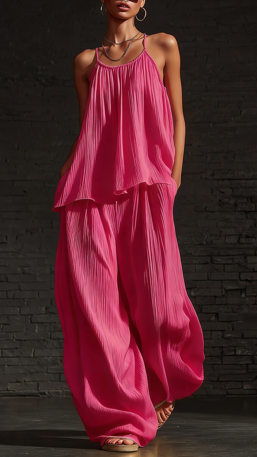 Women's Vest Set: Loose-Fit, Drapey Trousers Two-Piece Outfit