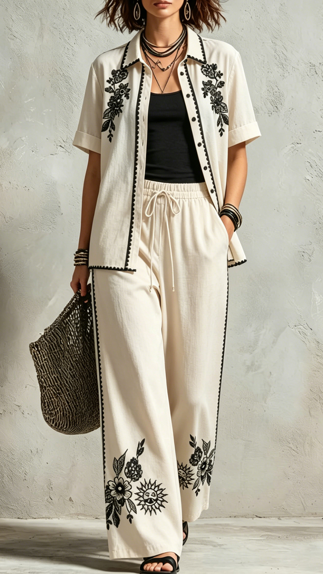 Women's Cotton-Blend Printed Co-Ord Set
