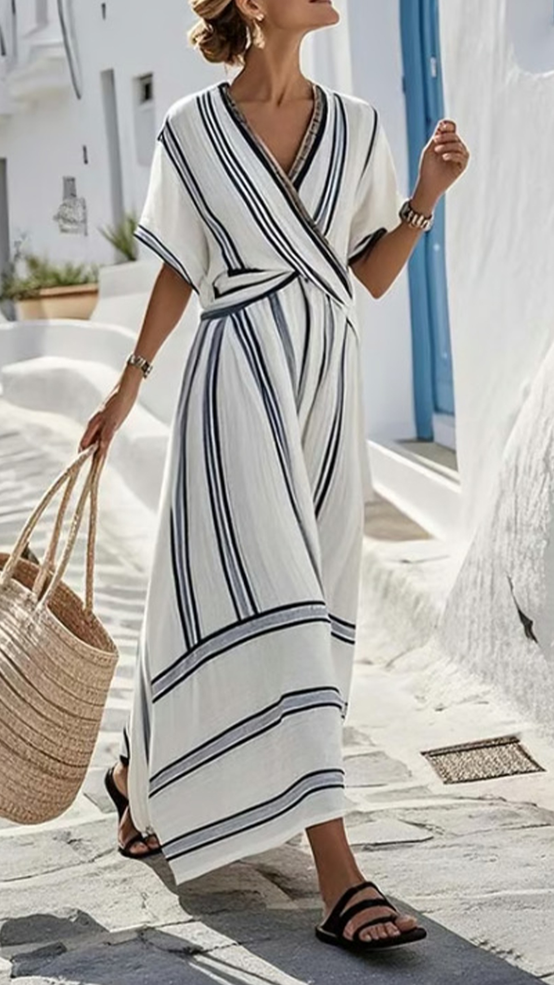 [Copy]Women's Floral Print Cotton-Blend Maxi Dress