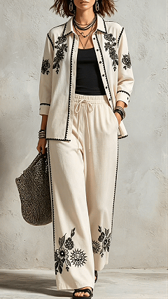 Women's Cotton-Blend Printed Co-Ord Set