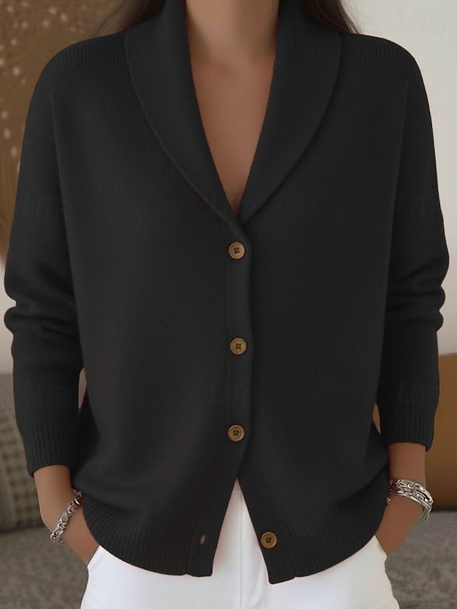 Women's Sweater Cardigan Sweater Cardigan Elegant Vintage Daily V Neck Buttons Long Sleeve Long Tops