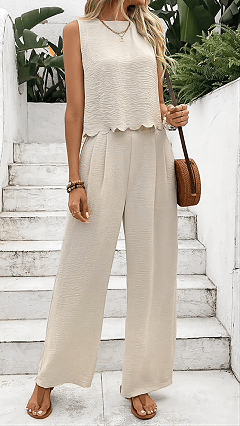 Women's Fashion Sleeveless Vest and Casual Trousers Set