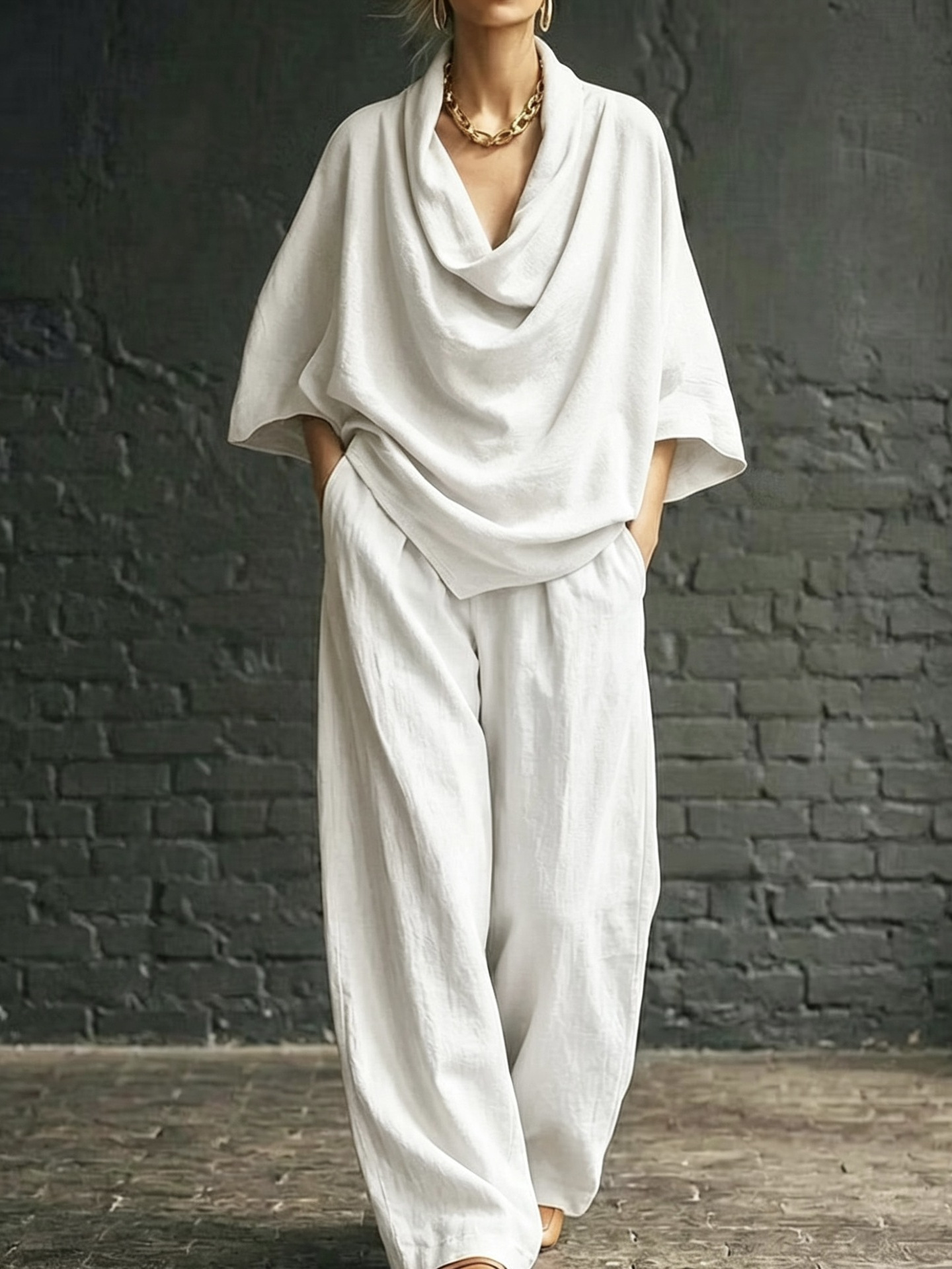 Women's Art Comfortable Casual Stylish Top And Pants Cotton Linen Two-piece Set
