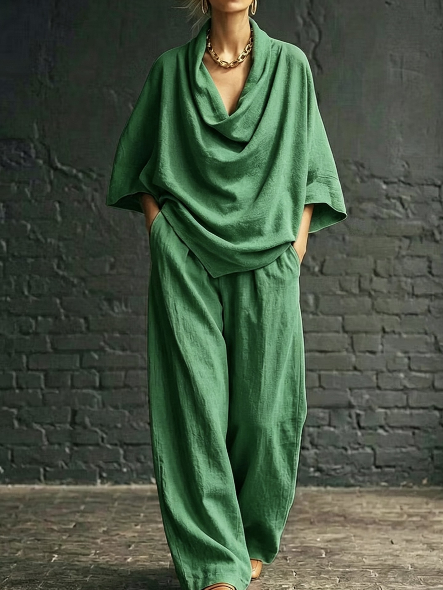 Women's Art Comfortable Casual Stylish Top And Pants Cotton Linen Two-piece Set