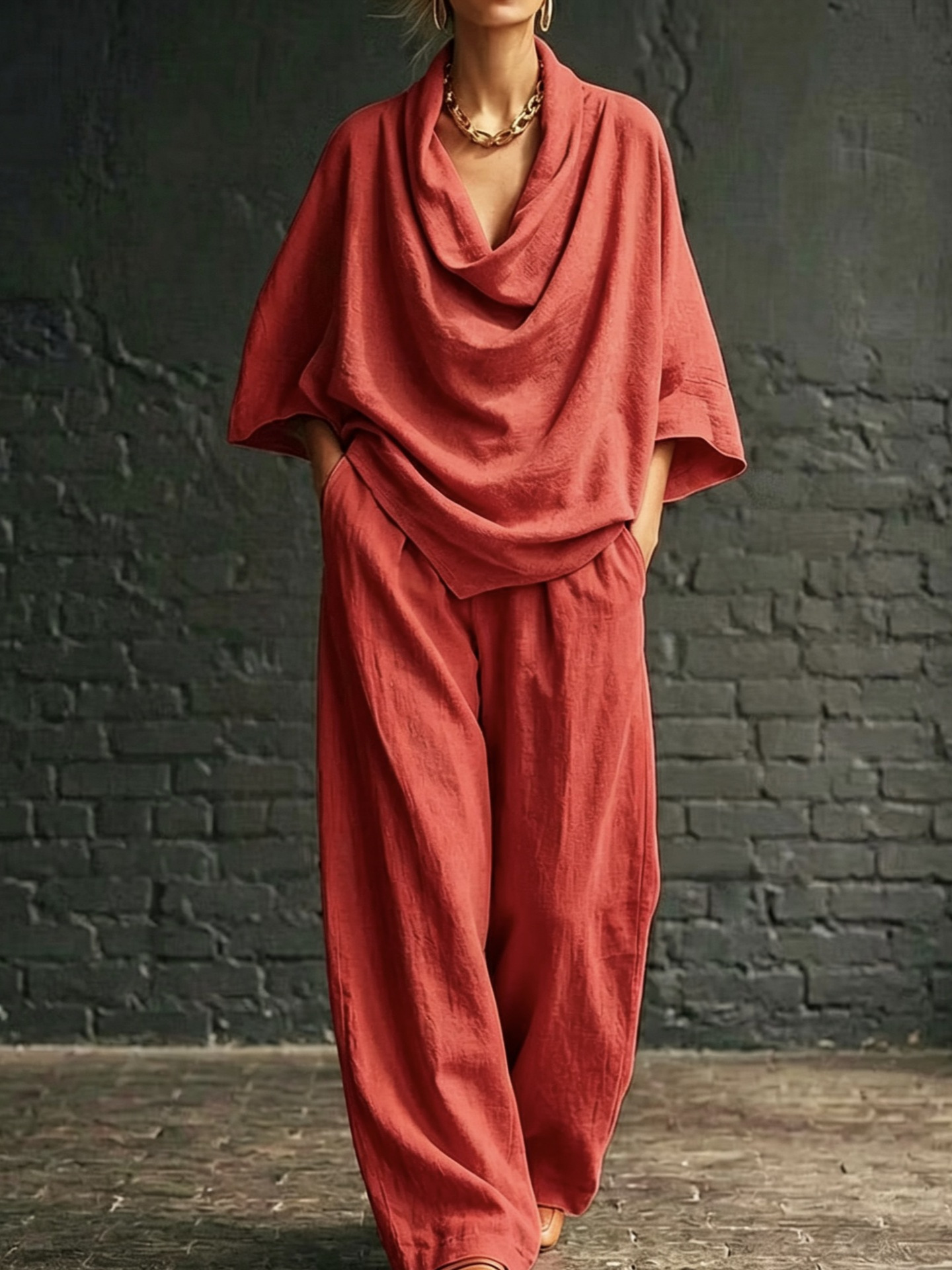 Women's Art Comfortable Casual Stylish Top And Pants Cotton Linen Two-piece Set