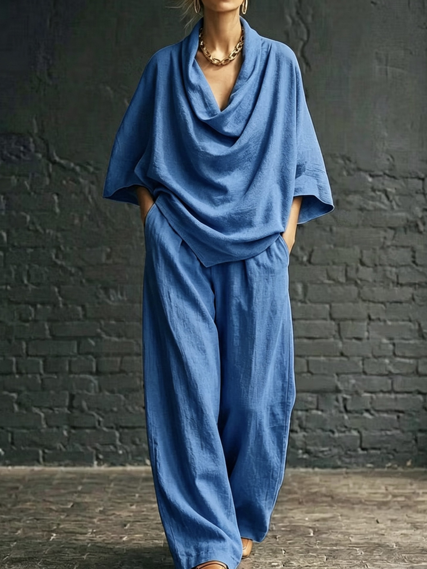Women's Art Comfortable Casual Stylish Top And Pants Cotton Linen Two-piece Set