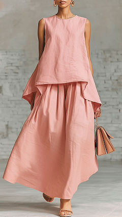Women's Cotton-Blend Sleeveless Top and Maxi Skirt Set