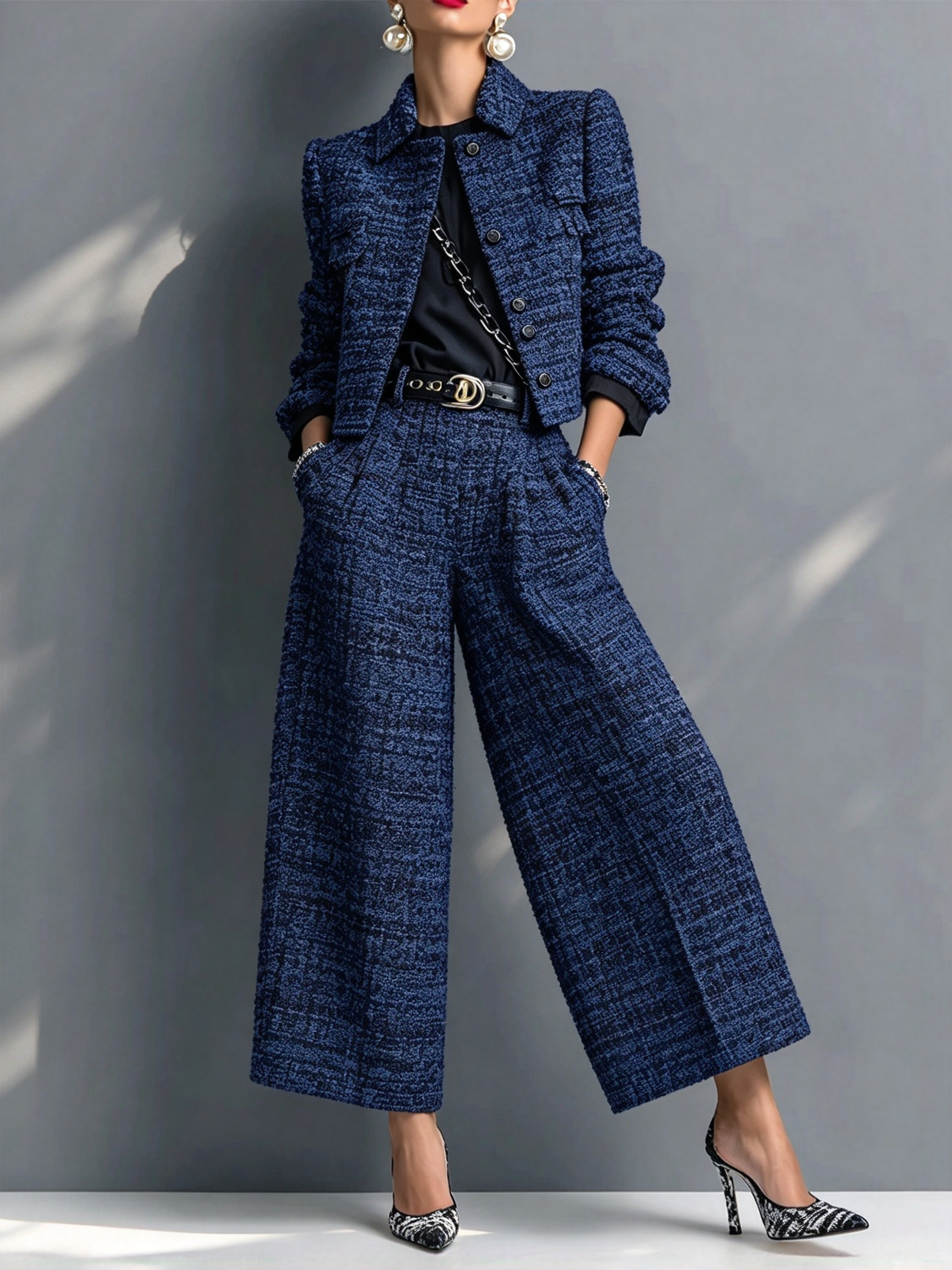 🔥Tweed Jacket Wide Leg Pants Set