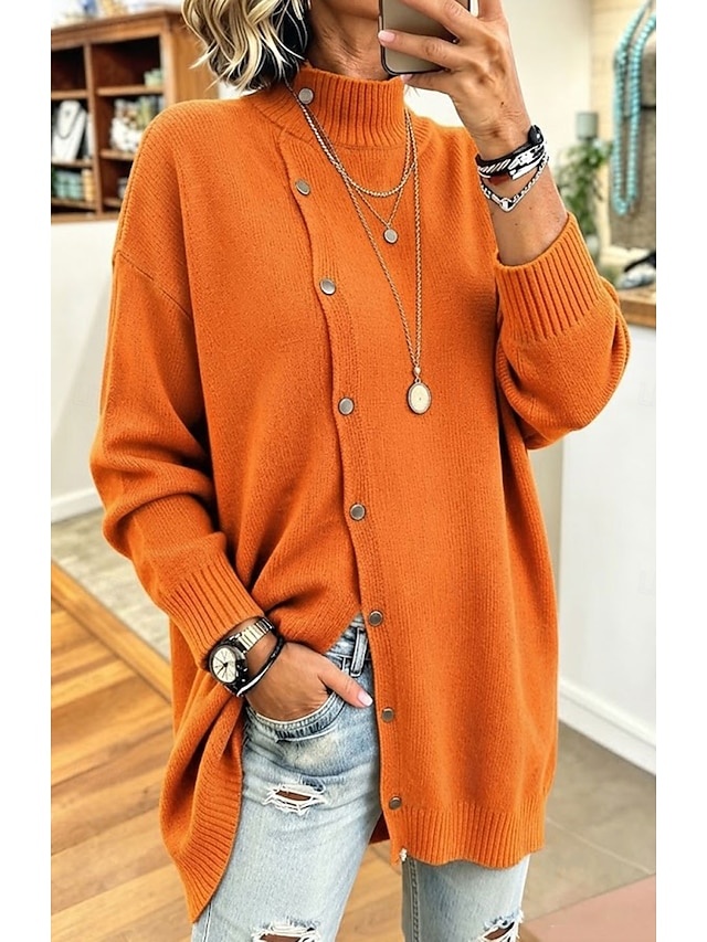 Women's Turtleneck Sweater Cardigan Sweater Cable Knit Sweater