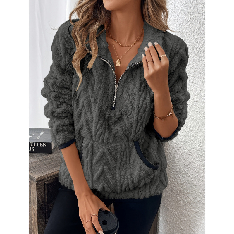 Half-Zip Fuzzy Pocket Sweatshirt
