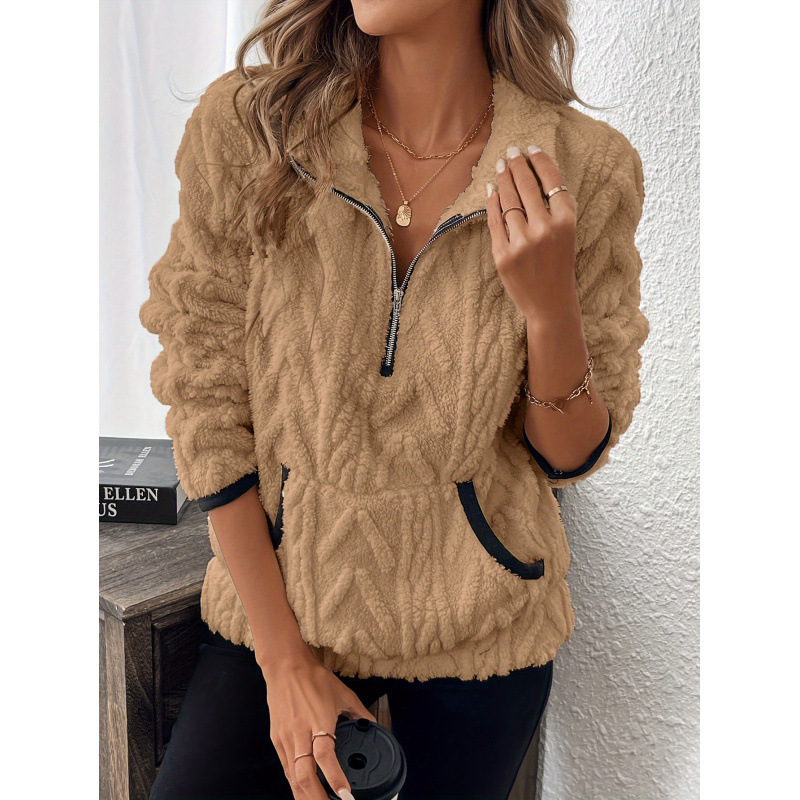 Half-Zip Fuzzy Pocket Sweatshirt
