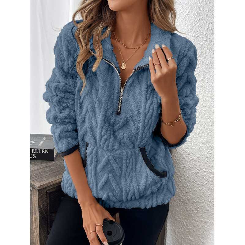 Half-Zip Fuzzy Pocket Sweatshirt