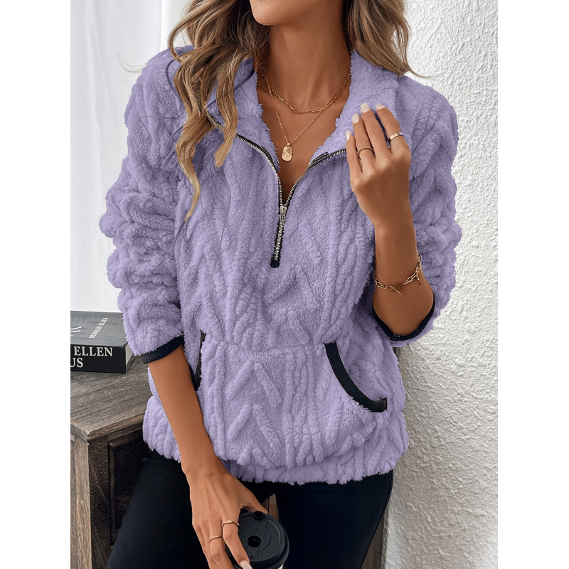 Half-Zip Fuzzy Pocket Sweatshirt