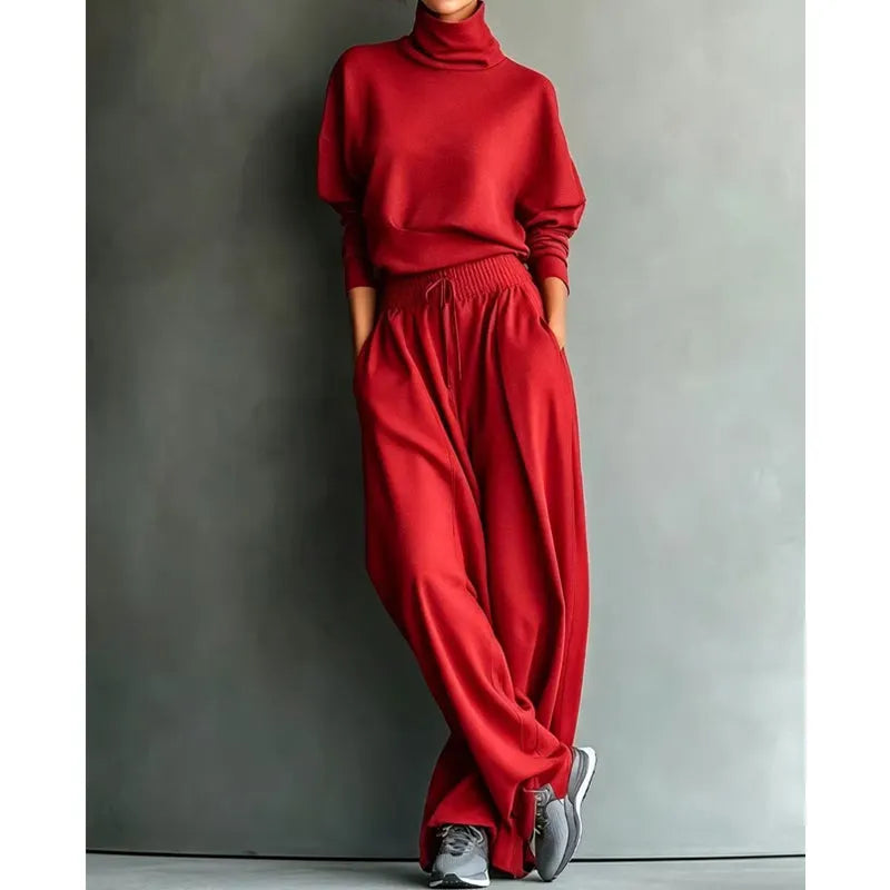  Soft-Touch Turtleneck Two-Piece Set