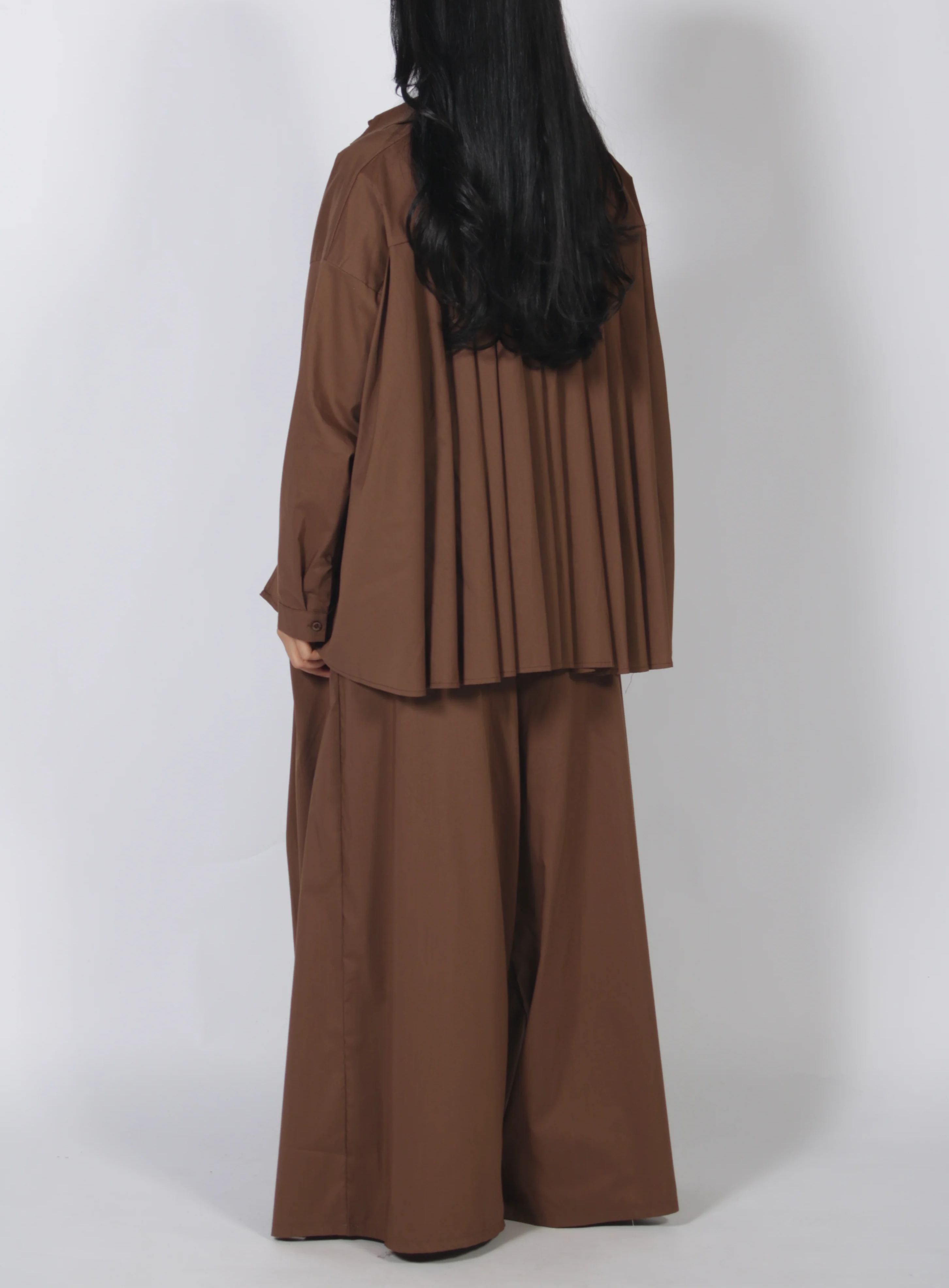 Relaxed Stand Collar Top & Wide Leg Pants Set