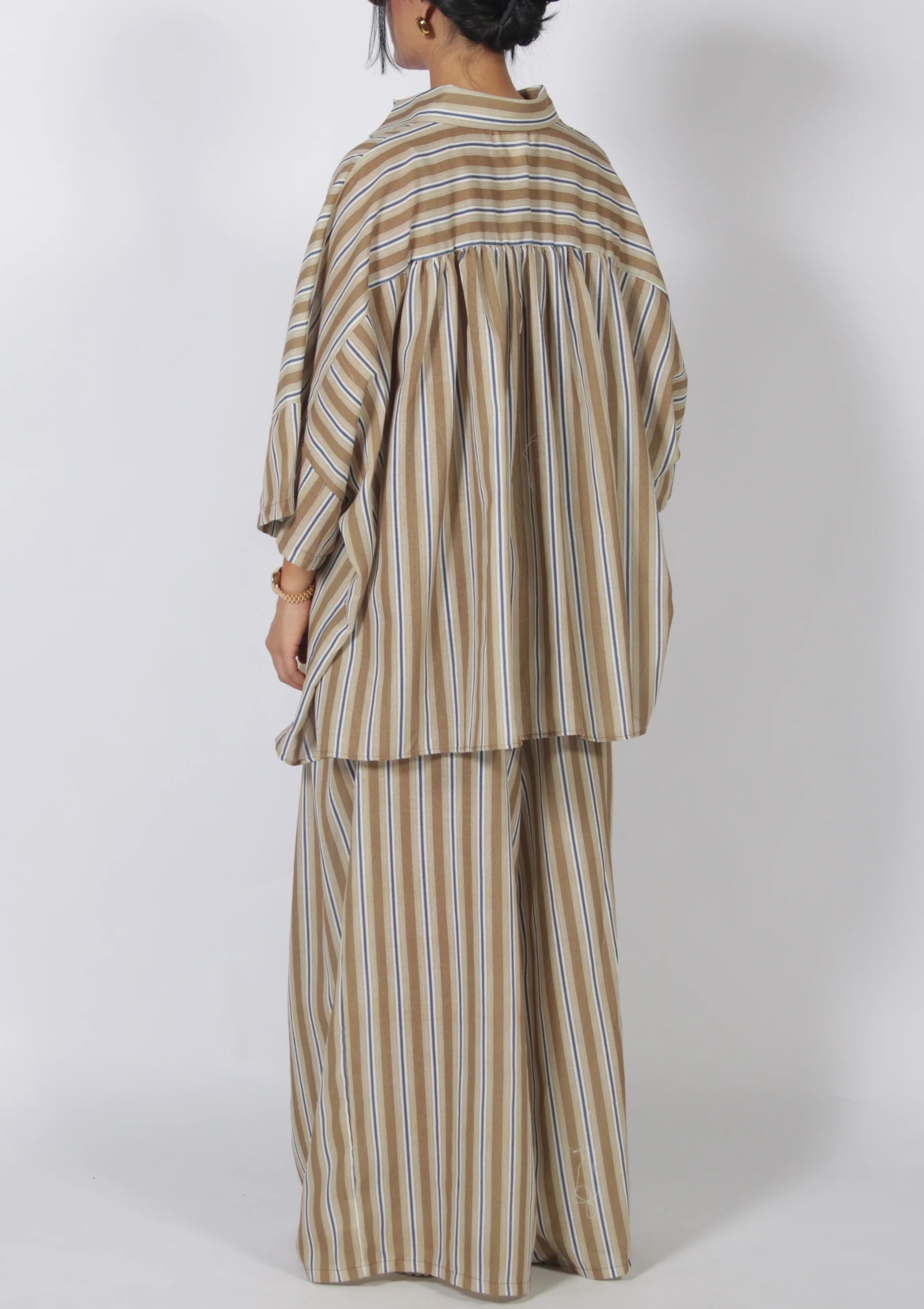 Oversized Striped Shirt & Wide Leg Pants Set