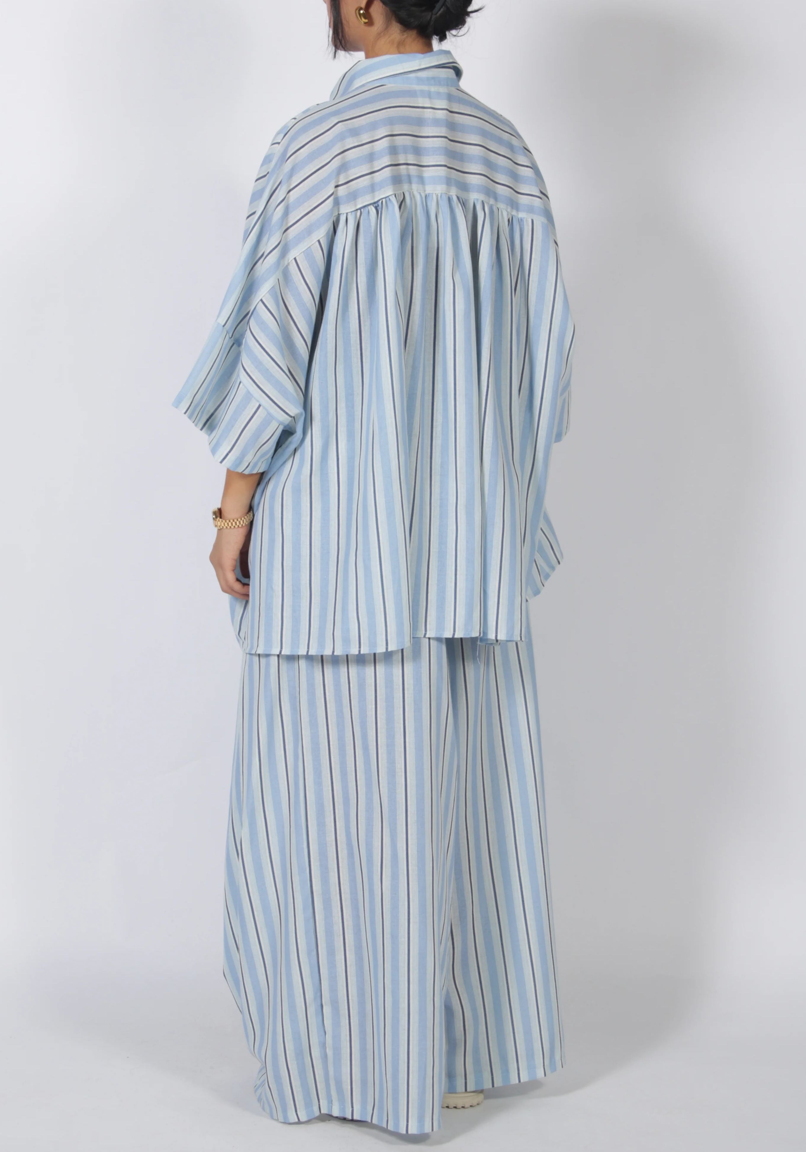Oversized Striped Shirt & Wide Leg Pants Set