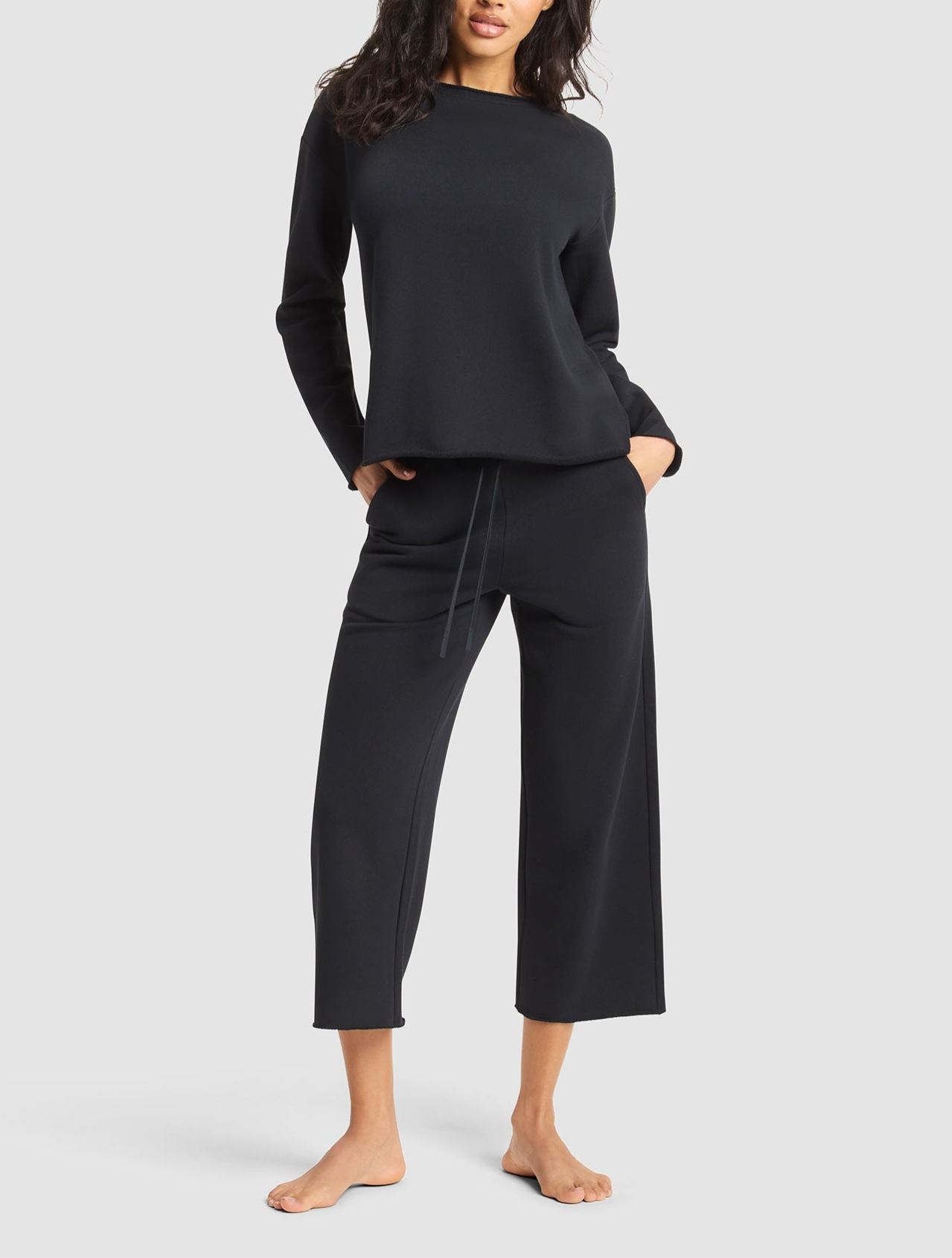 Women’s Casual Knit 2 Piece Set Relaxed Long Sleeve Top & Straight Leg Pants Lounge Outfit