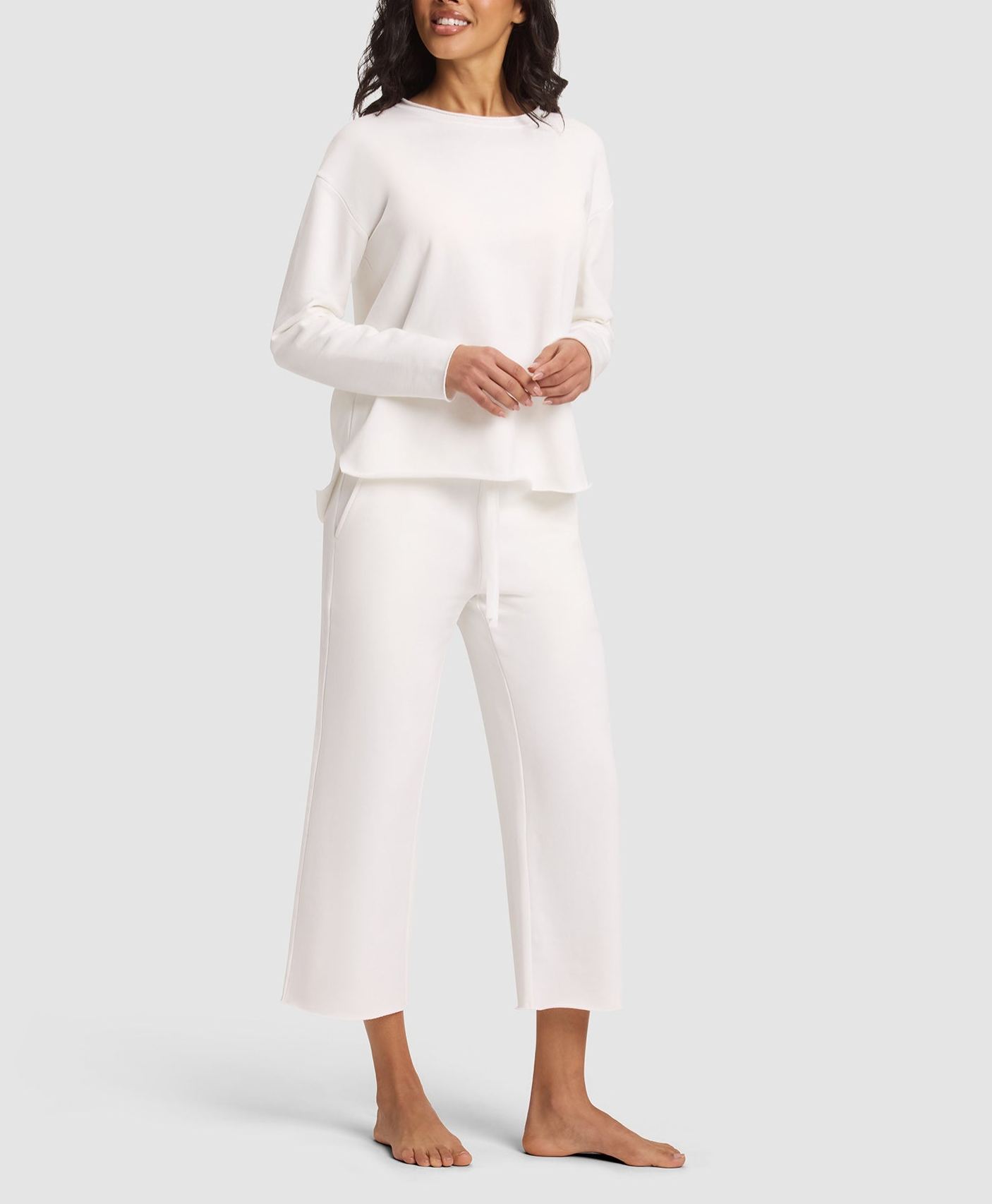 Women’s Casual Knit 2 Piece Set Relaxed Long Sleeve Top & Straight Leg Pants Lounge Outfit