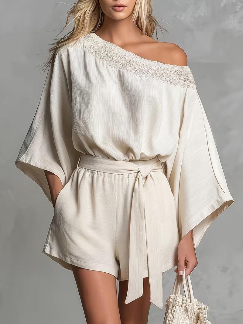 Women Effortless One-Shoulder Belted Romper
