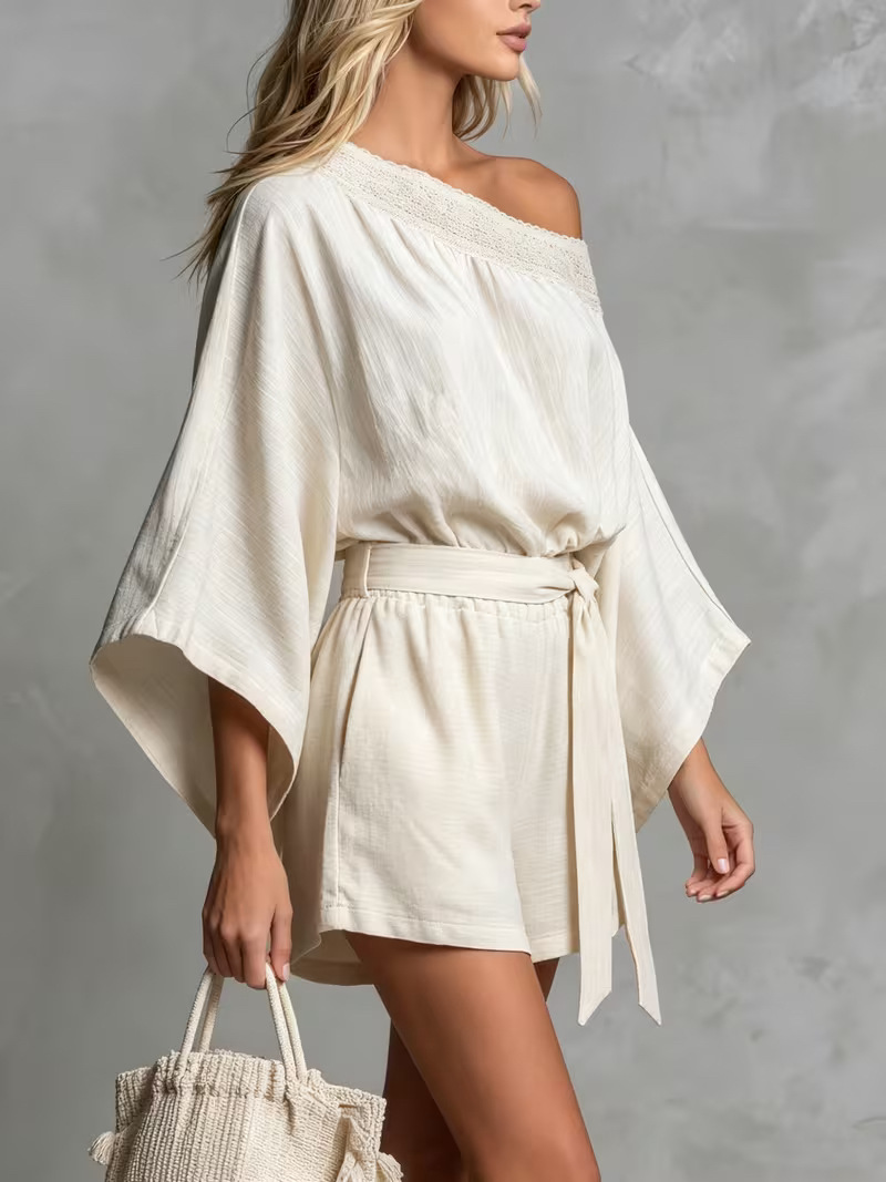 Women Effortless One-Shoulder Belted Romper