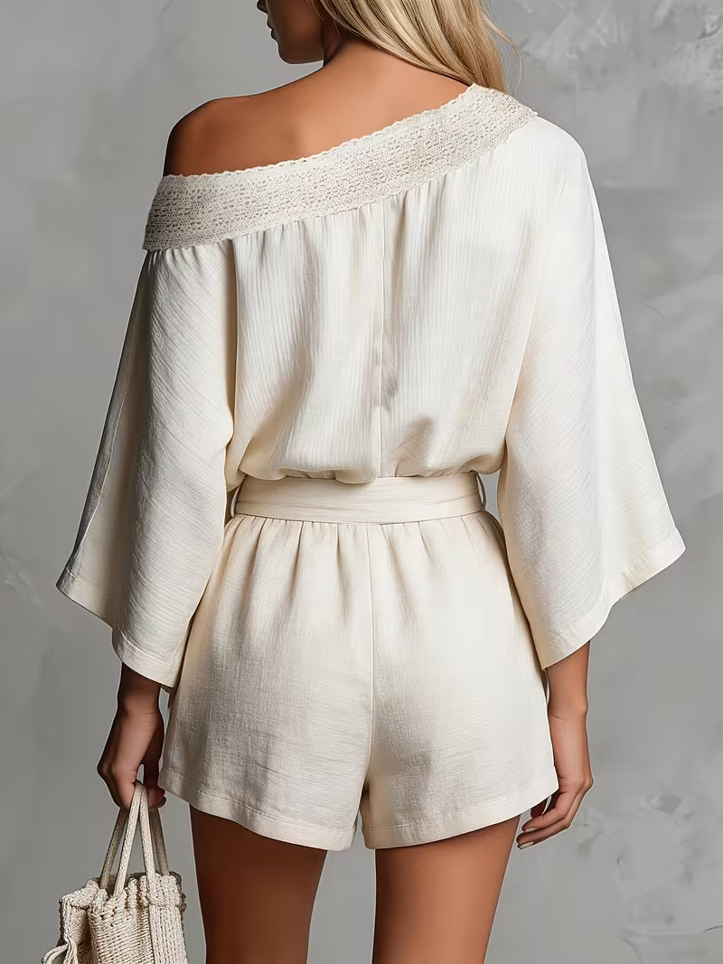 Women Effortless One-Shoulder Belted Romper