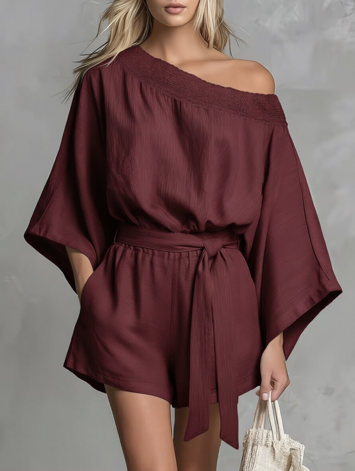 Women Effortless One-Shoulder Belted Romper