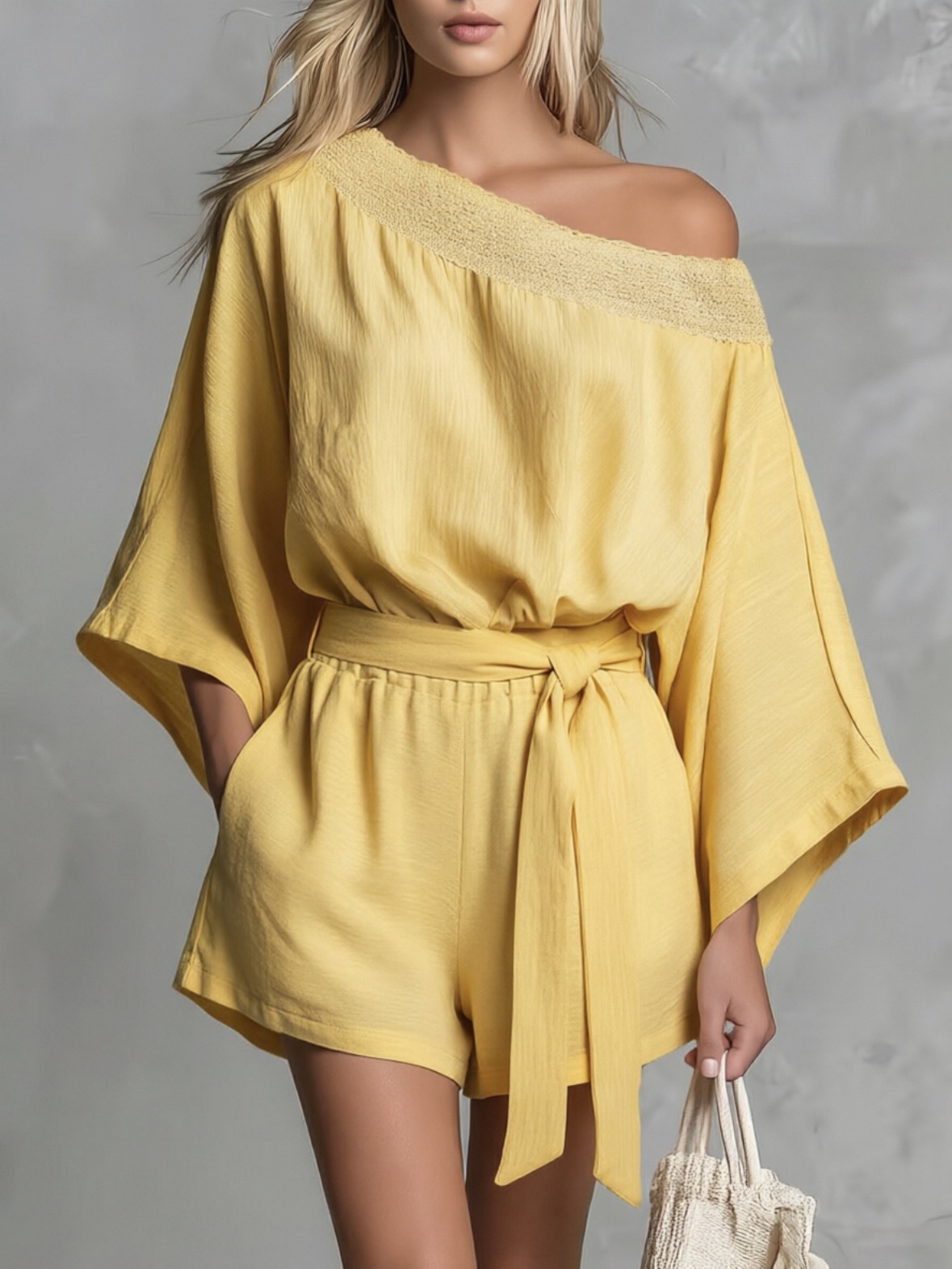 Women Effortless One-Shoulder Belted Romper