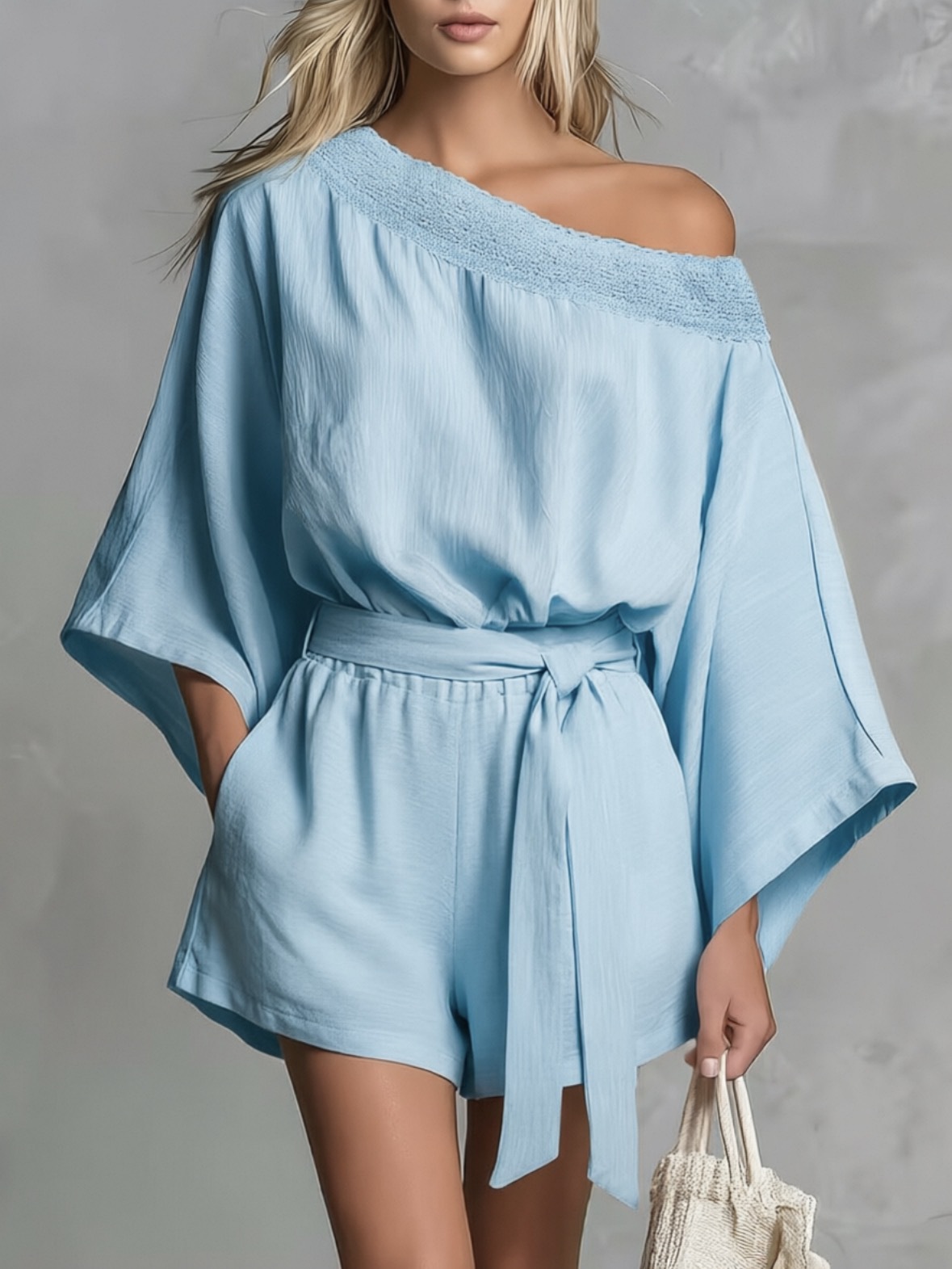 Women Effortless One-Shoulder Belted Romper