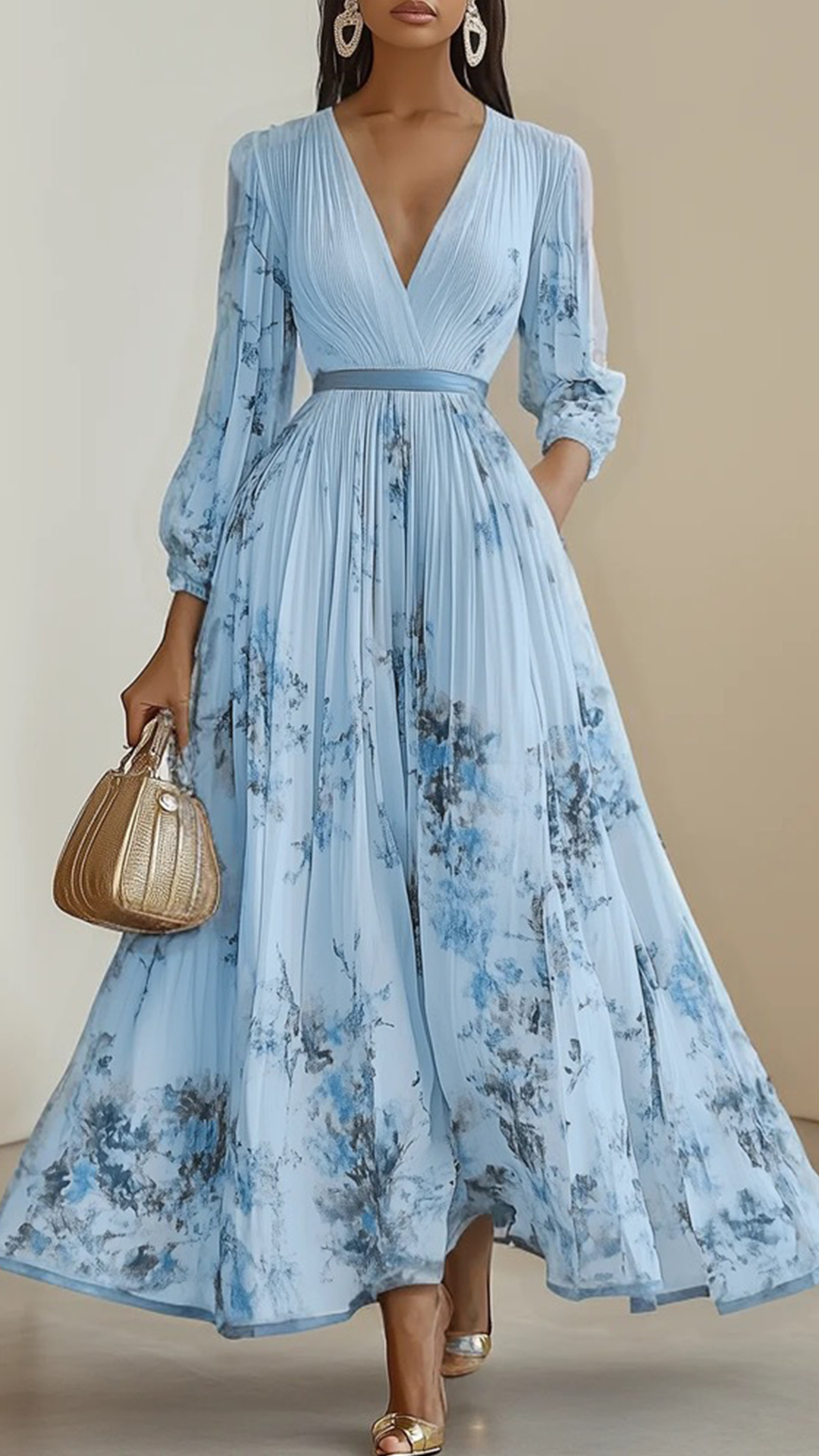 Women's Floral Print Cotton-Blend Maxi Dress