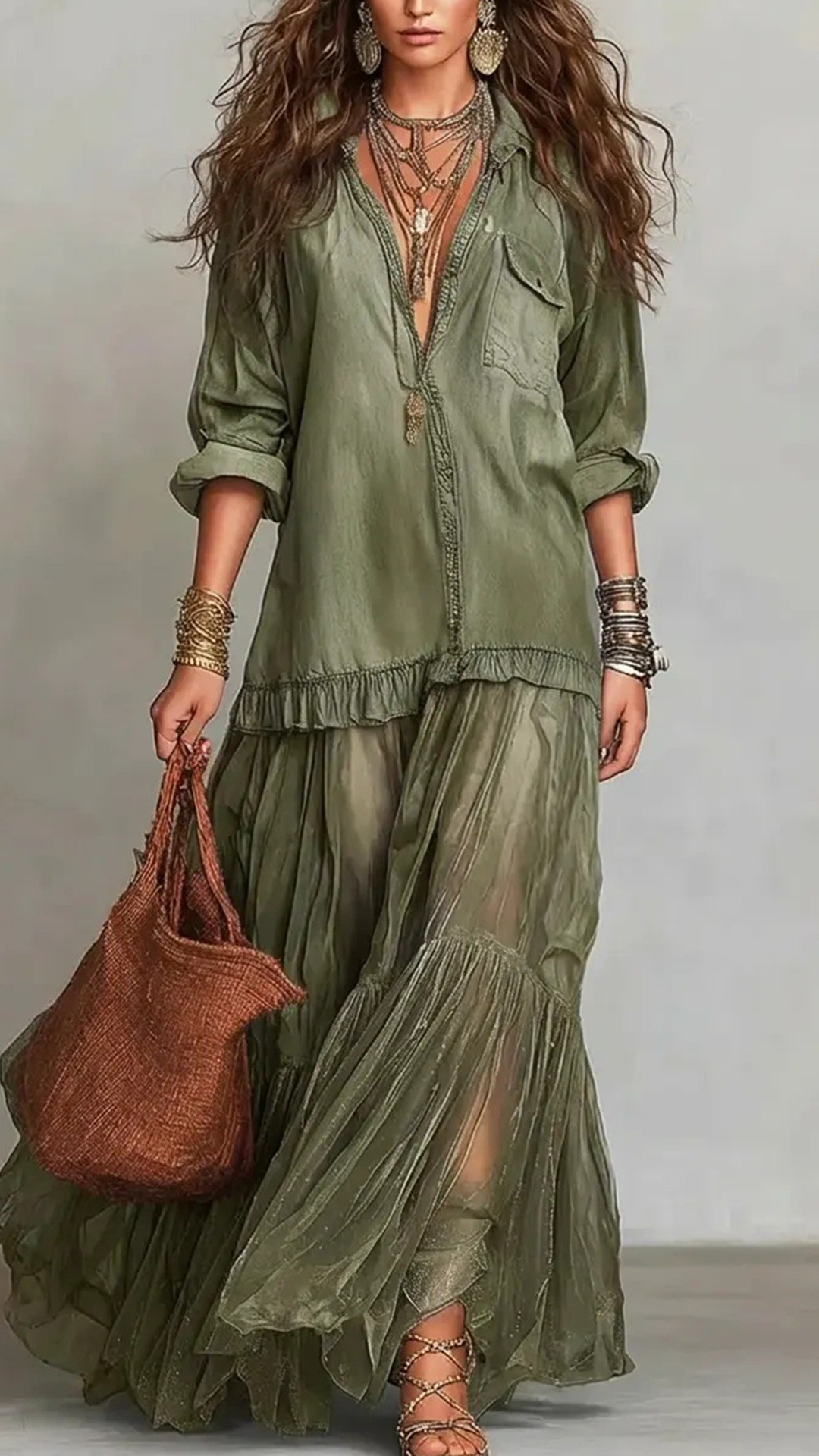 Women's Cotton-Blend Denim-Look Shirt Dress