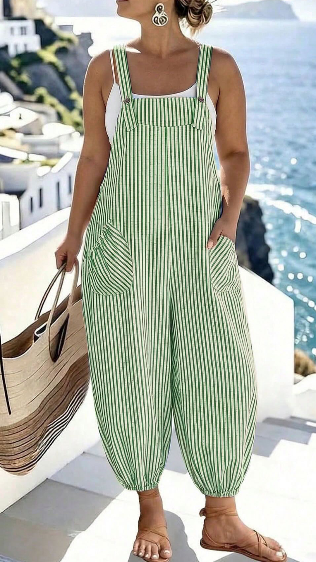 Women's Loose-Fit Polyester Jumpsuit with Harem Pants