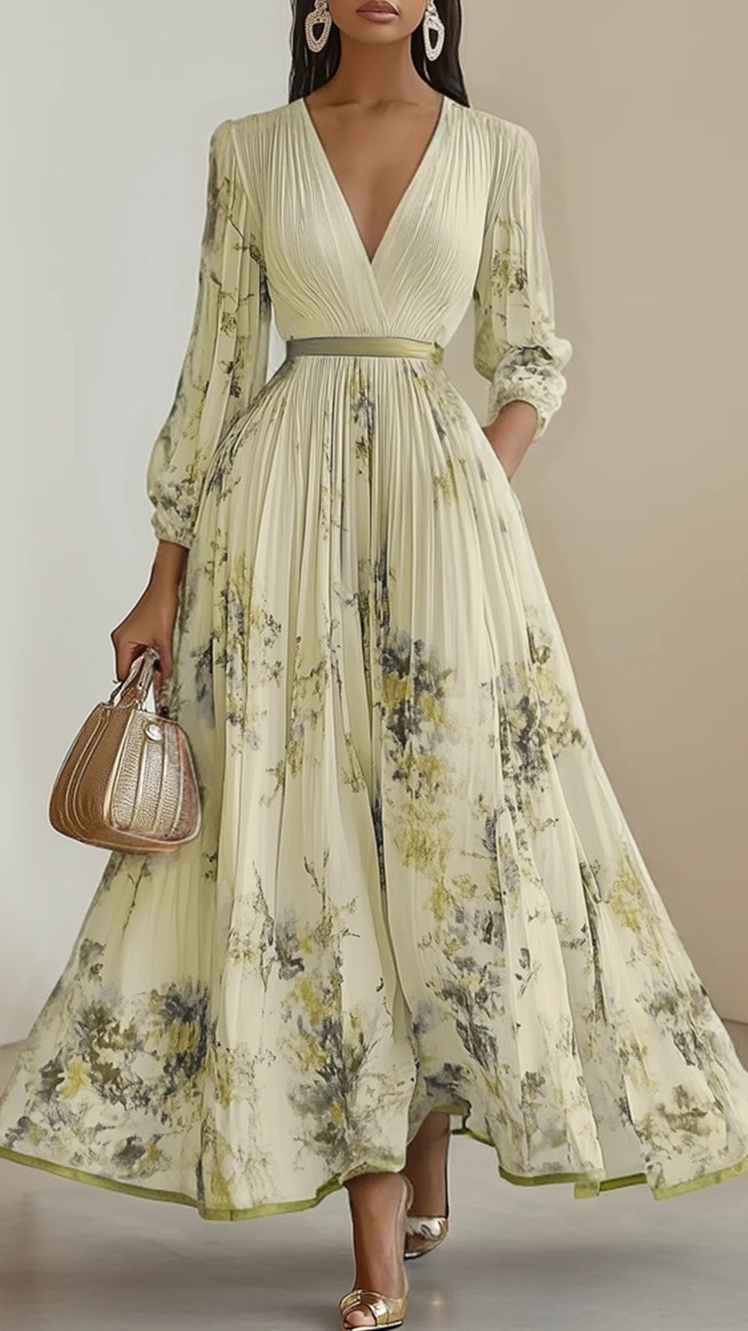 Women's Floral Print Cotton-Blend Maxi Dress