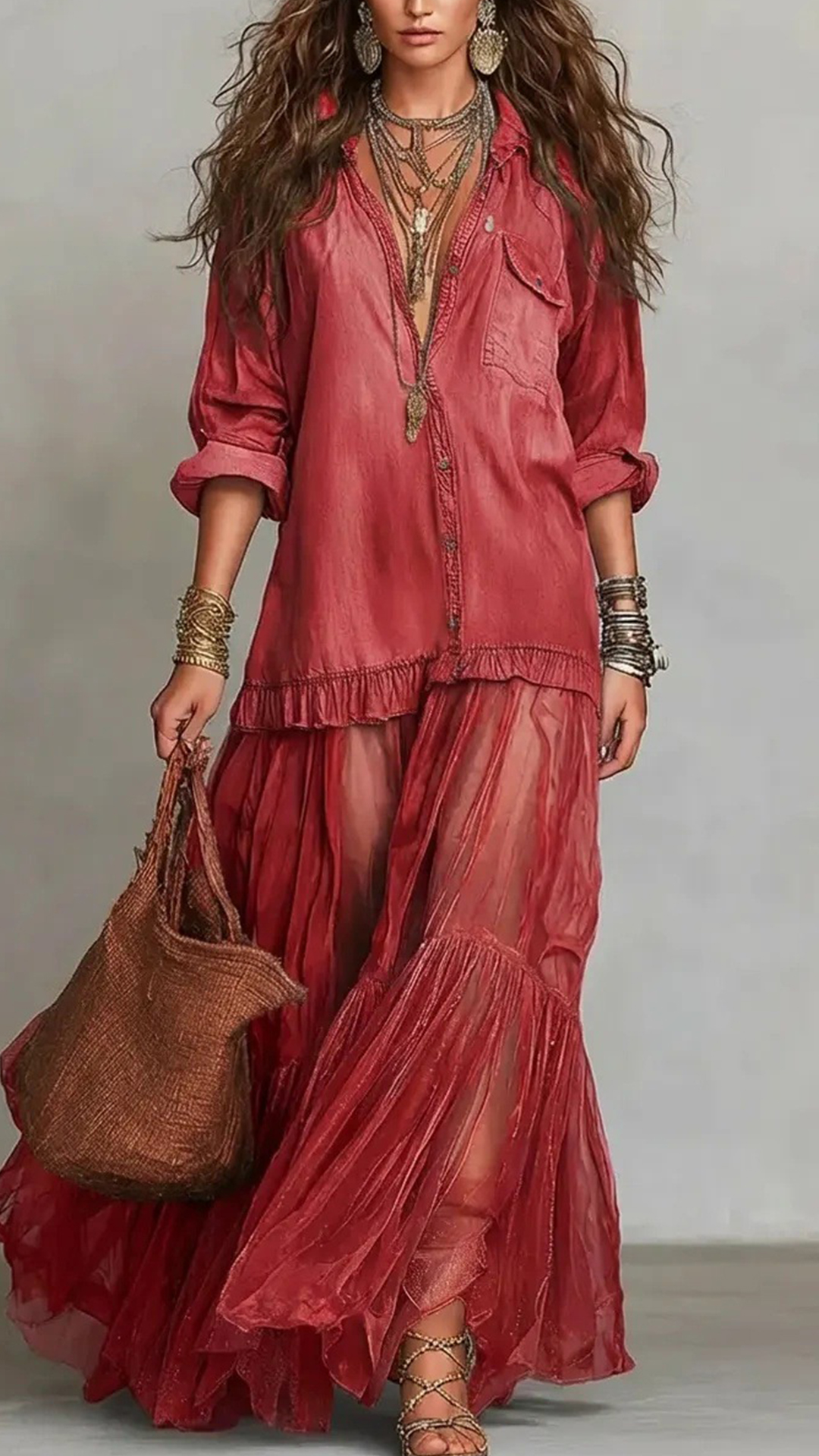 Women's Cotton-Blend Denim-Look Shirt Dress