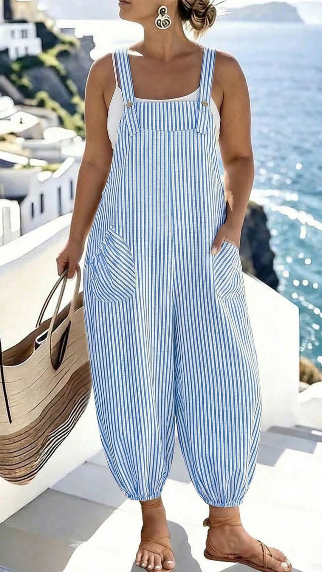 Women's Loose-Fit Polyester Jumpsuit with Harem Pants
